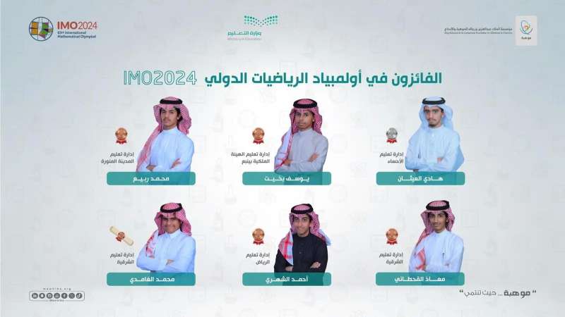 المنتخب السعودي يحقق 6 جوائز في منافسات أولمبياد الرياضيات الدولي 2024 بالمملكة المتحدة