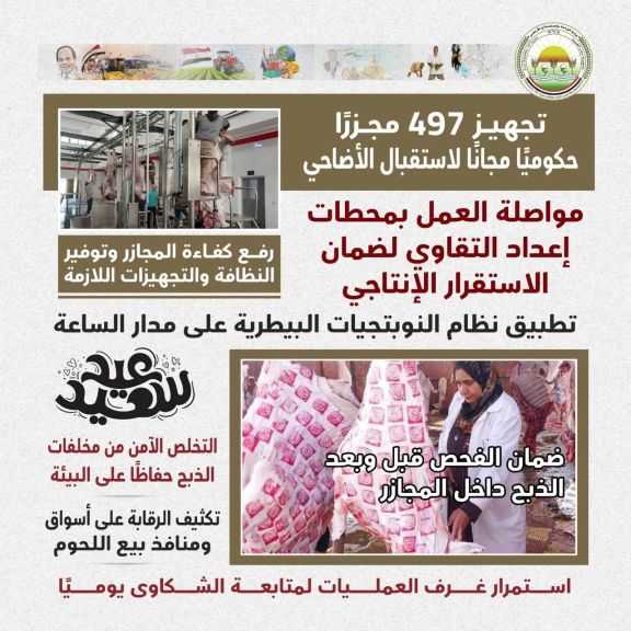 الزراعه تعلن الطوارئ لاستقبال عيد الأضحى